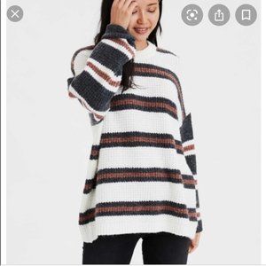 American Eagle Oversized Waffle Knit Striped Sweater